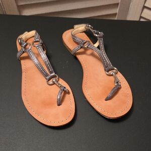 Coach Tan and Gray Leather Sandals